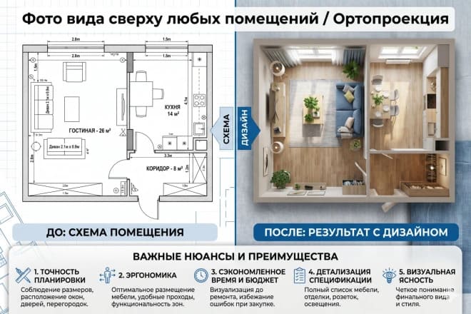 3D-визуализация планировки квартиры сверху